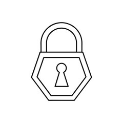 Outline drawing of a padlock on transparent background