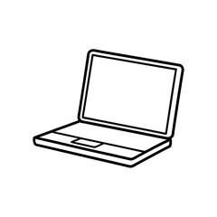 Outline drawing of a laptop on transparent background