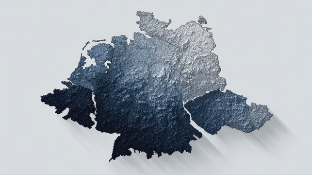 Metallic Map of Berlin Germany with Textured Surface and Shadows