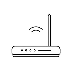 Router with antenna line drawing on transparent background