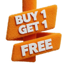 Orange buy one get one free sale sign isolated on white background