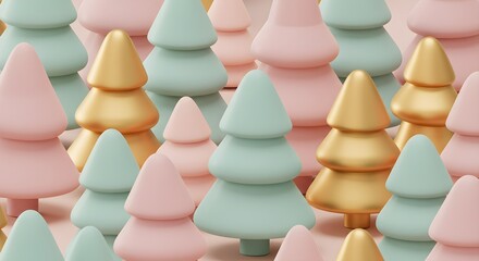 Abstract colorful christmas trees seamless pattern design for holiday