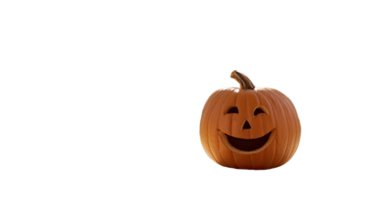 Spooky orange Halloween pumpkin jack-o'-lantern with a scary carved face, a symbol of the fall season