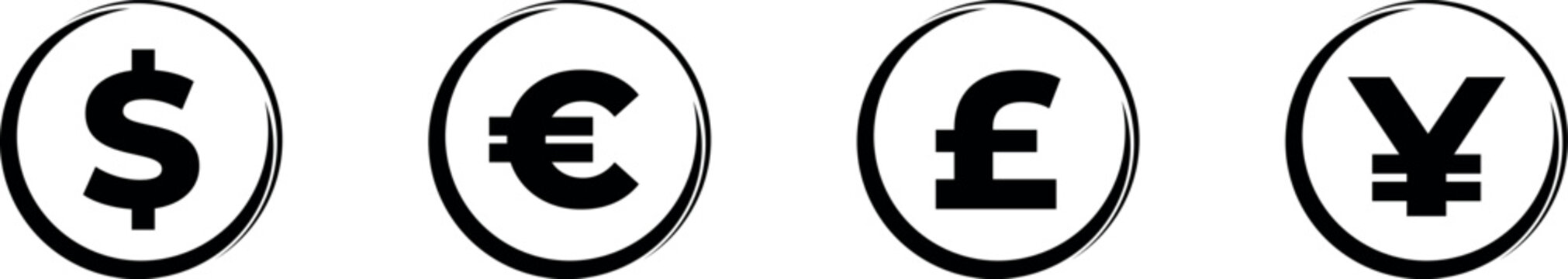 set of the most popular currency icon