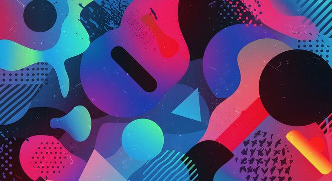 Abstract colorful composition of geometric shapes and gradient background