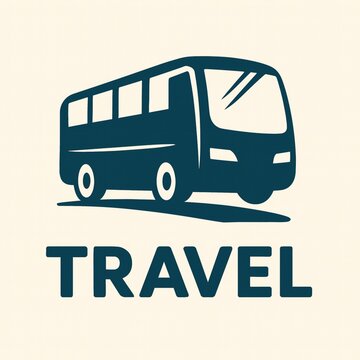 Modern Bus Travel Logo &ndash; Minimalist Transport Icon on Beige Background