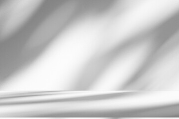 Wall interior background, studio and backdrops show products.with shadow from window color white and grey. background for text insertion and presentation product	