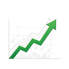 Green upward arrow representing business success and financial growth.