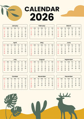 2026 Yearly Calendar Template Design