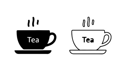 Hot tea cups with steam with transparent background