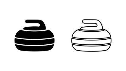 Curling stones with outline and solid fill with transparent background