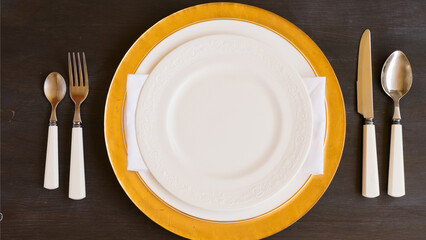 empty plate with fork and knife