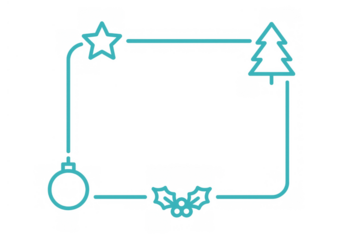 Christmas holiday season frame with outline vector elements for winter celebration concept, transparent background