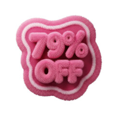 Pink 79 percent off sale sign isolated on white background