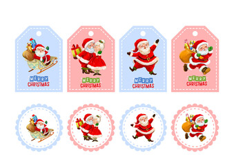 Cute Santa Claus Gift Tags and Stickers Collection