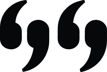 Two Pairs Quotation Marks Silhouette Vector, Bright Quotation Marks Vector Illustration.