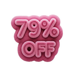 Pink 79 percent off sale discount tag isolated on white background