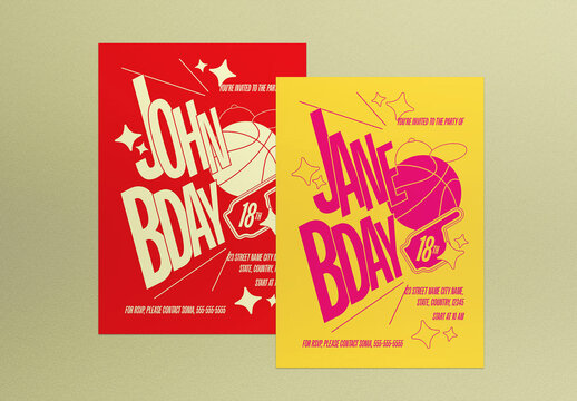 Red Maximalism Birthday Invitation