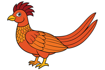 Cartoon pheasant with orange feathers