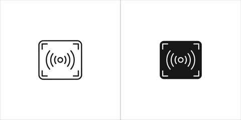 Wireless signal icon with square frame for various applications