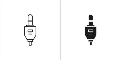 Audio jack vector icon in outline and filled style