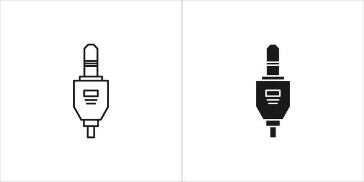 Audio jack vector icon in outline and filled style