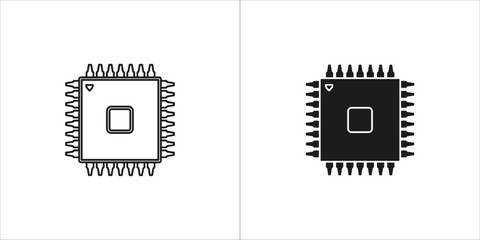 Microchip icon in black and white integrated circuit