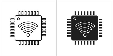 Wireless chip vector icon of wifi technology and connection