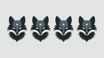 Four modern, stylized fox logos in dark grey and white, perfect for branding and design projects seeking a sleek, professional aesthetic.