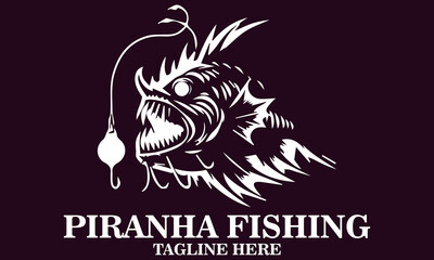 Piranha fishing bait icon. Piranha fishing bait vector illustration, piranha fishing bait logo art