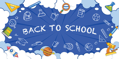 Back to school in comic style template background