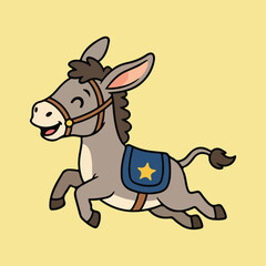 Happy donkey cartoon running