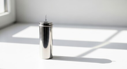 Calorimeter Cylinder Displayed Alone on Neutral Background with Soft Natural Lighting