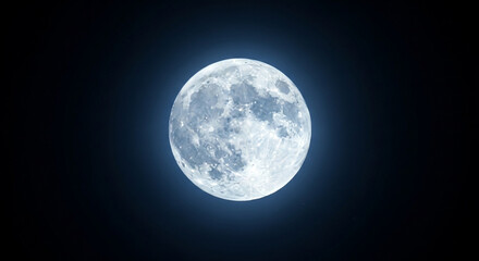 Stunning full moon glows brightly against a deep black night sky, illuminating celestial wonder and cosmic mystery.