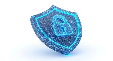Digital Shield with Neon Lock Icon