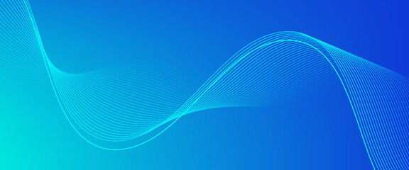 Abstract blue horizontal vector banner. Trendy wavy lines minimalist background for business presentations, web header designs. suit for bussines, banners