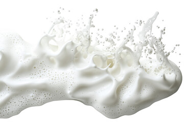 White liquid splash foam isolated on a transparent background