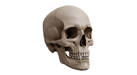 Detailed realistic human skull model showcasing intricate bone structure and anatomical detail for medical and educational concepts