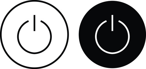 Power symbol icon outline and filled circle on off switch