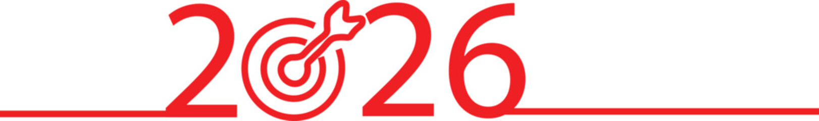 Red 2026 numbers with abstract swirl and line vector