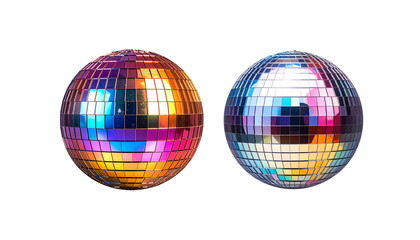 Obraz premium Illustration of glowing disco ball with reflection in mirror isolated on white background