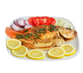 fried fish with vegetables