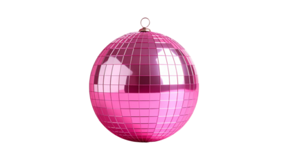 Illustration of glowing disco ball with reflection in mirror isolated on white background