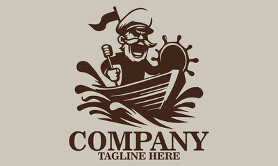 Obraz premium Funny seafarer cartoon icon. Funny seafarer cartoon logo design and funny seafarer cartoon vector illustration