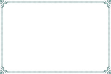 Elegant Green Ornate Rectangular Border Frame with Vintage Scrollwork Corners. 1309