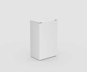 Blank white rectangular box packaging for product mockup template. 3d illustration