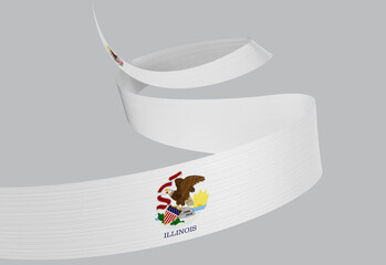 Dynamic 3D render of the Illinois state flag as a flowing white ribbon. 3d illustration