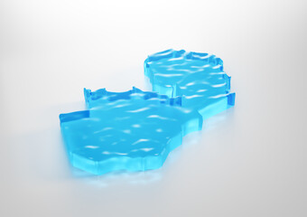Water Ice Map Of Zambia Global Warming Melting Glacier In Deep Ocean Blue Water 3d Illustration