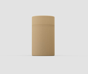 Blank kraft paper jar packaging mockup for sustainable product branding on white. 3d illustration