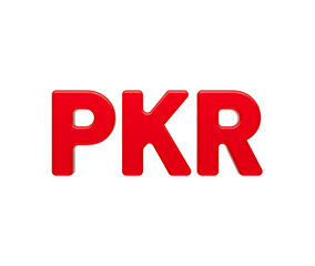 3D Red Pakistani Rupee symbol with a glossy surface, representing digital currency. 3d Illustration